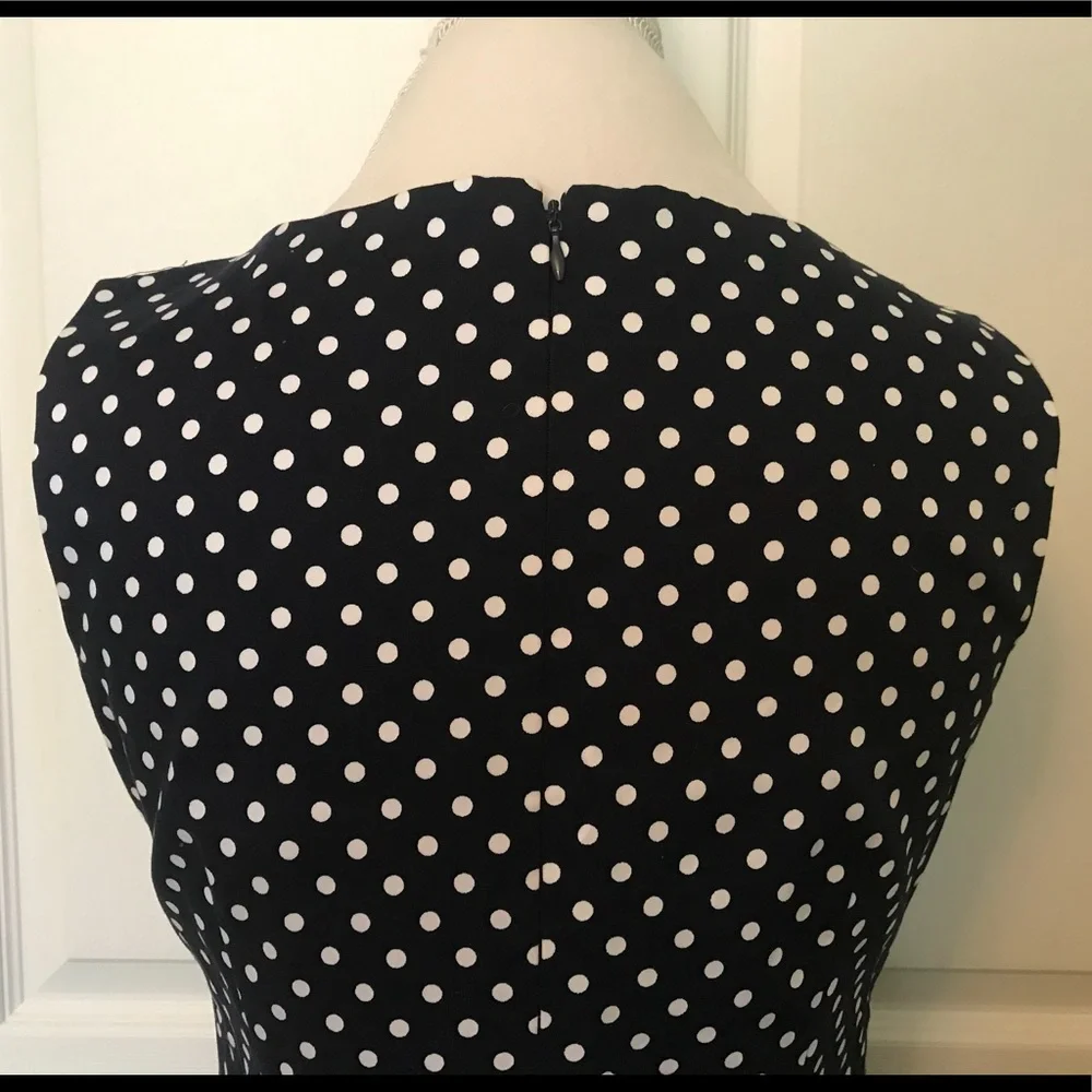 😍GORGEOUS Tahari Navy Blue Polka Dot Dress - Picture 7 of 8